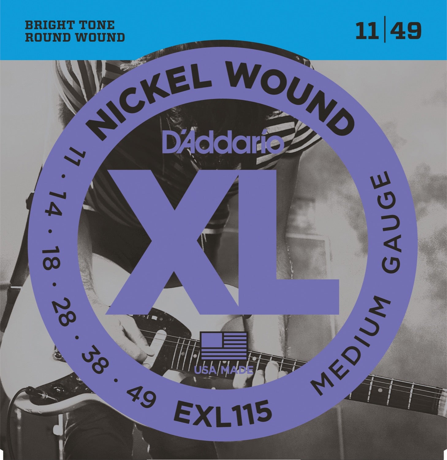 D'Addario XL Nickel Wound EXL115 Blues/Jazz Rock (11-49)