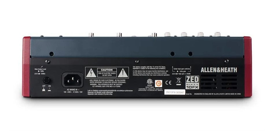 A&H ZED60-10FX 4 Mic/Line Inputs, 2 Stereos, 60mm faders, US