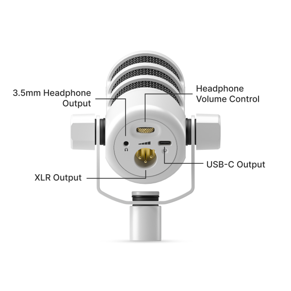 RODE PodMicUSB White USB-C &amp; XLR mik. med DSP